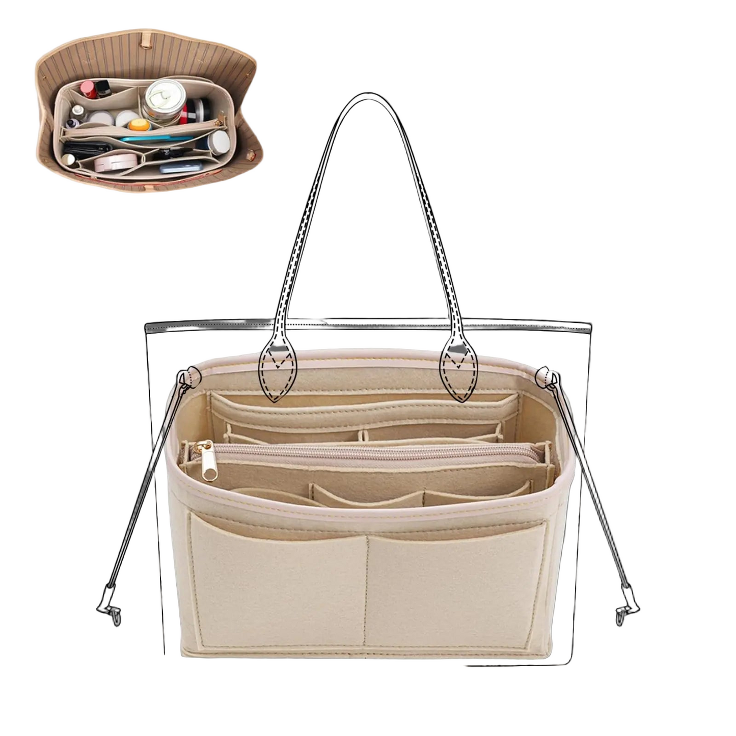 Purse Organizer Insert Felt Bag