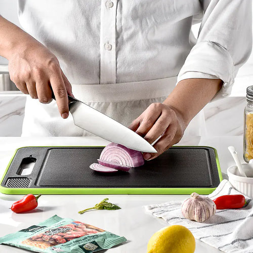 Dual-Sided Rapid Defrost Aluminium Cutting Board with Sharpener