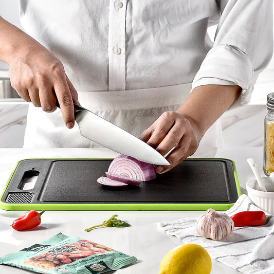 Dual-Sided Rapid Defrost Aluminium Cutting Board with Sharpener