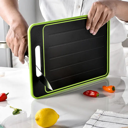 Dual-Sided Rapid Defrost Aluminium Cutting Board with Sharpener