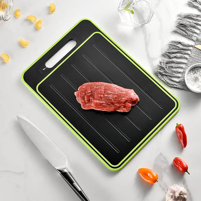 Dual-Sided Rapid Defrost Aluminium Cutting Board with Sharpener