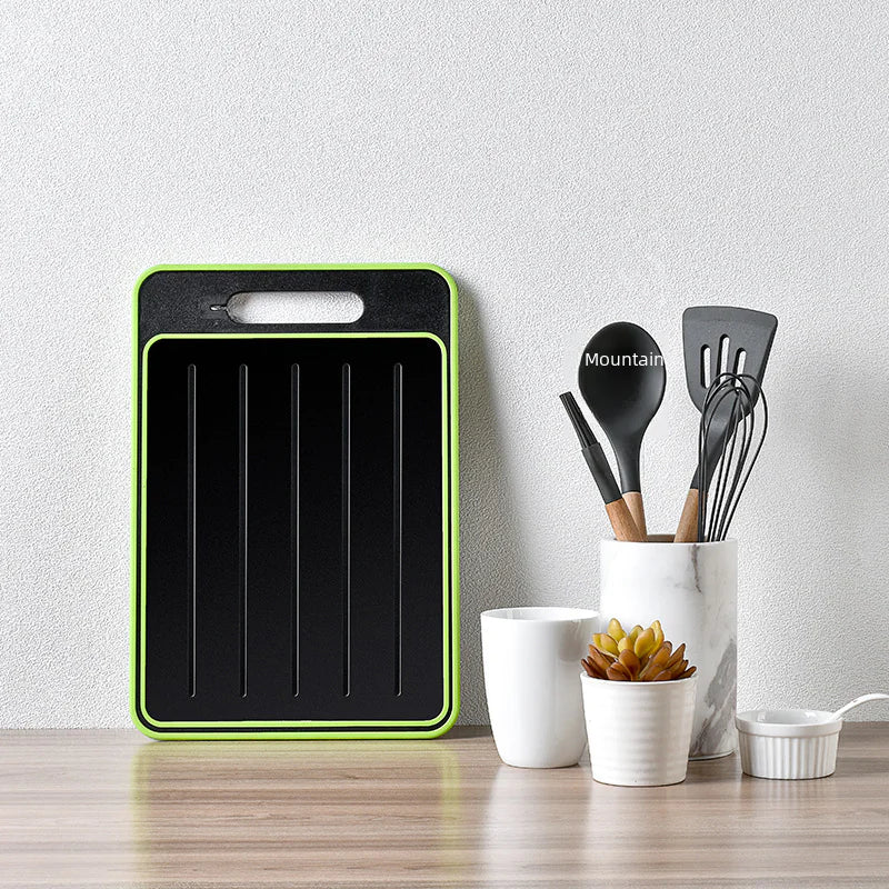Dual-Sided Rapid Defrost Aluminium Cutting Board with Sharpener